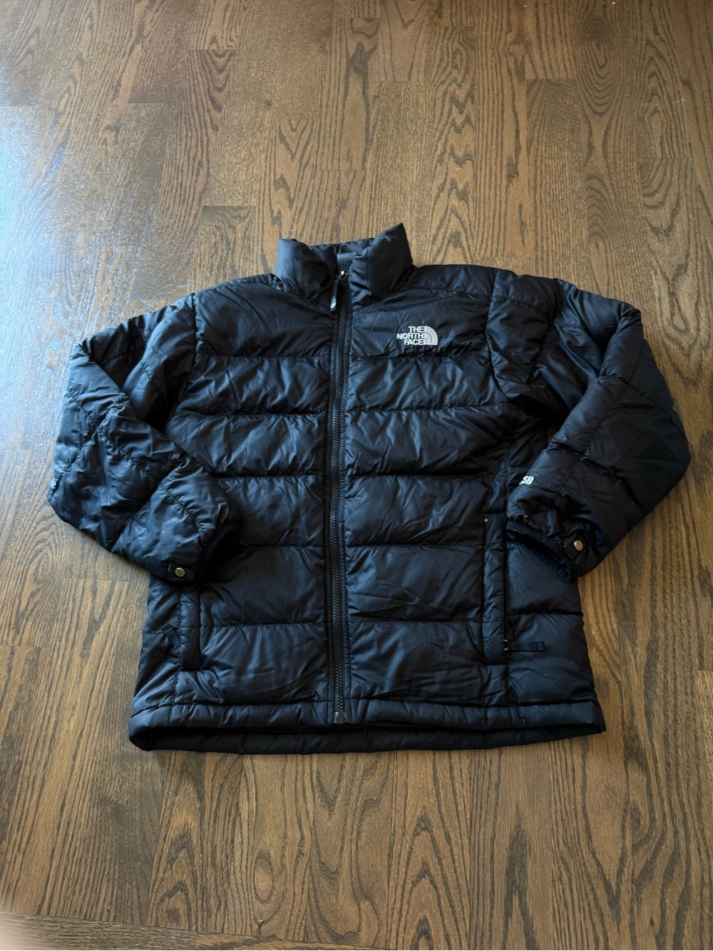 Boys The North Face 550 Black Quilted down Insulated Jacket size large 14/6